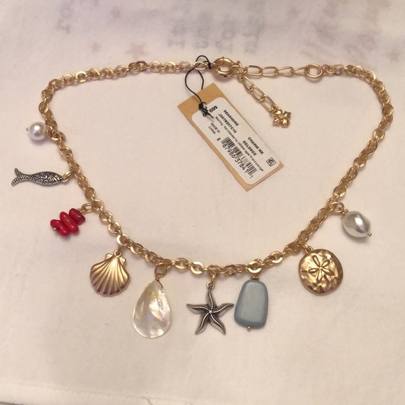 Patricia Nash Egyptian Gold & Silver Ox Finish Seashore Charm Necklace OS NWT - Picture 3 of 16
